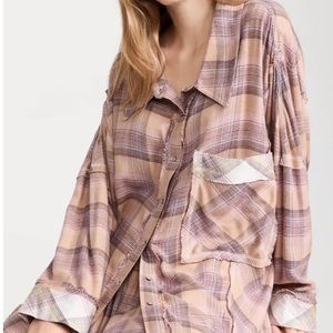 Free people flannel pajama top